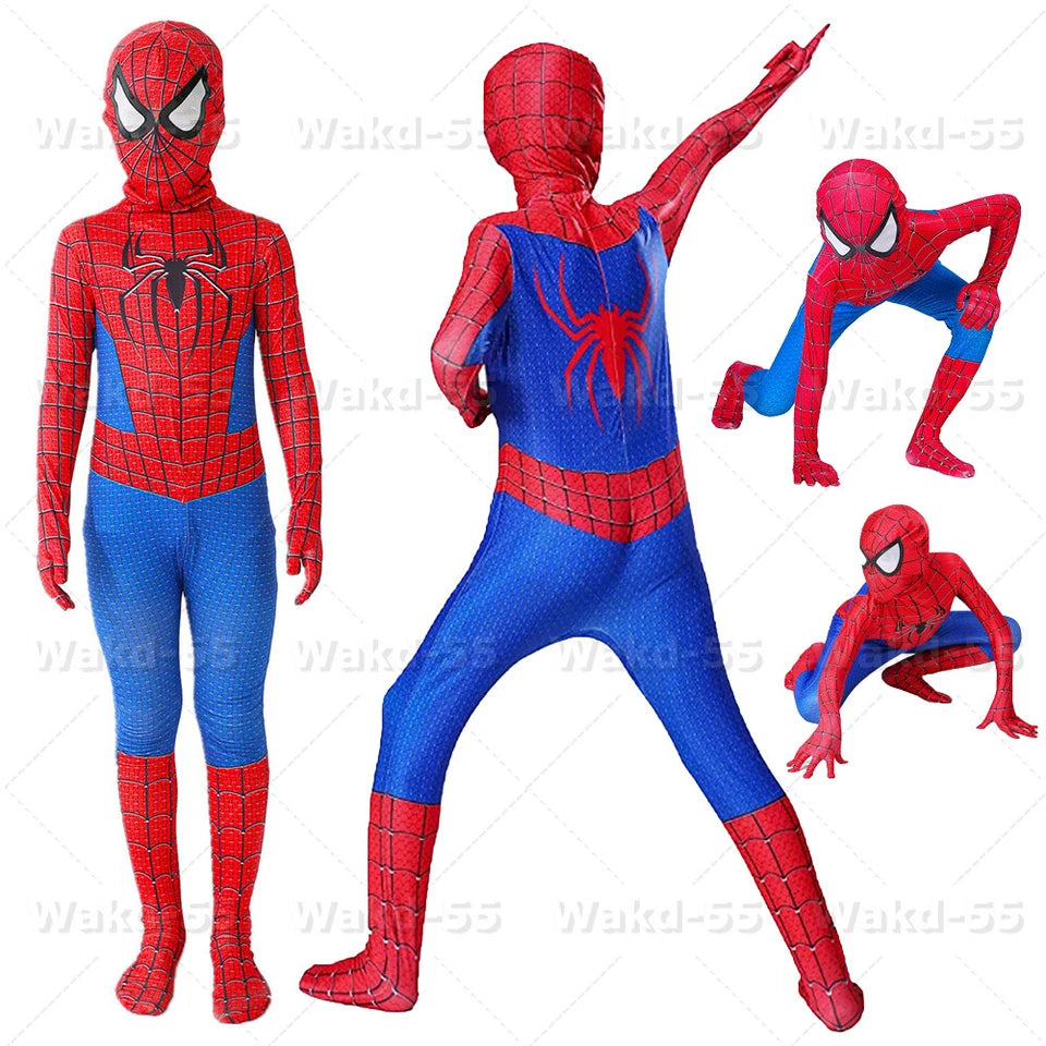Kids SpiderMan Cosplay Costume Boys Tobey Maguire Outfit Jumpsuit Fancy Dress