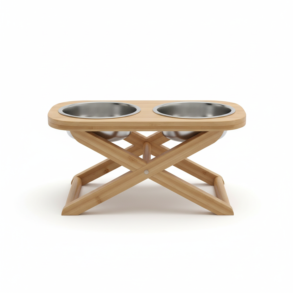 Elevated Bamboo Pet Bowl Stand